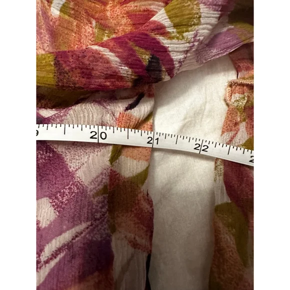 Lucky Brand L Rust Maroon Green Leaf Print Off-Shoulder Blouse Top - Picture 9 of 10